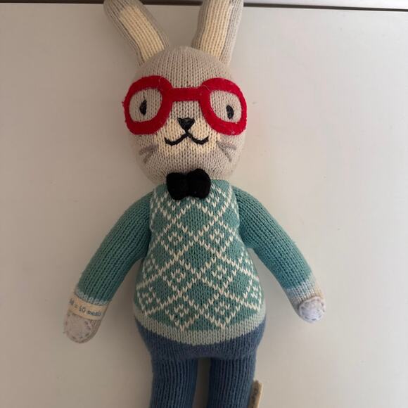 Cuddle + Kind Benedict the Bunny with Glasses Plush Stuffed Animal Rabbit - Picture 2 of 6